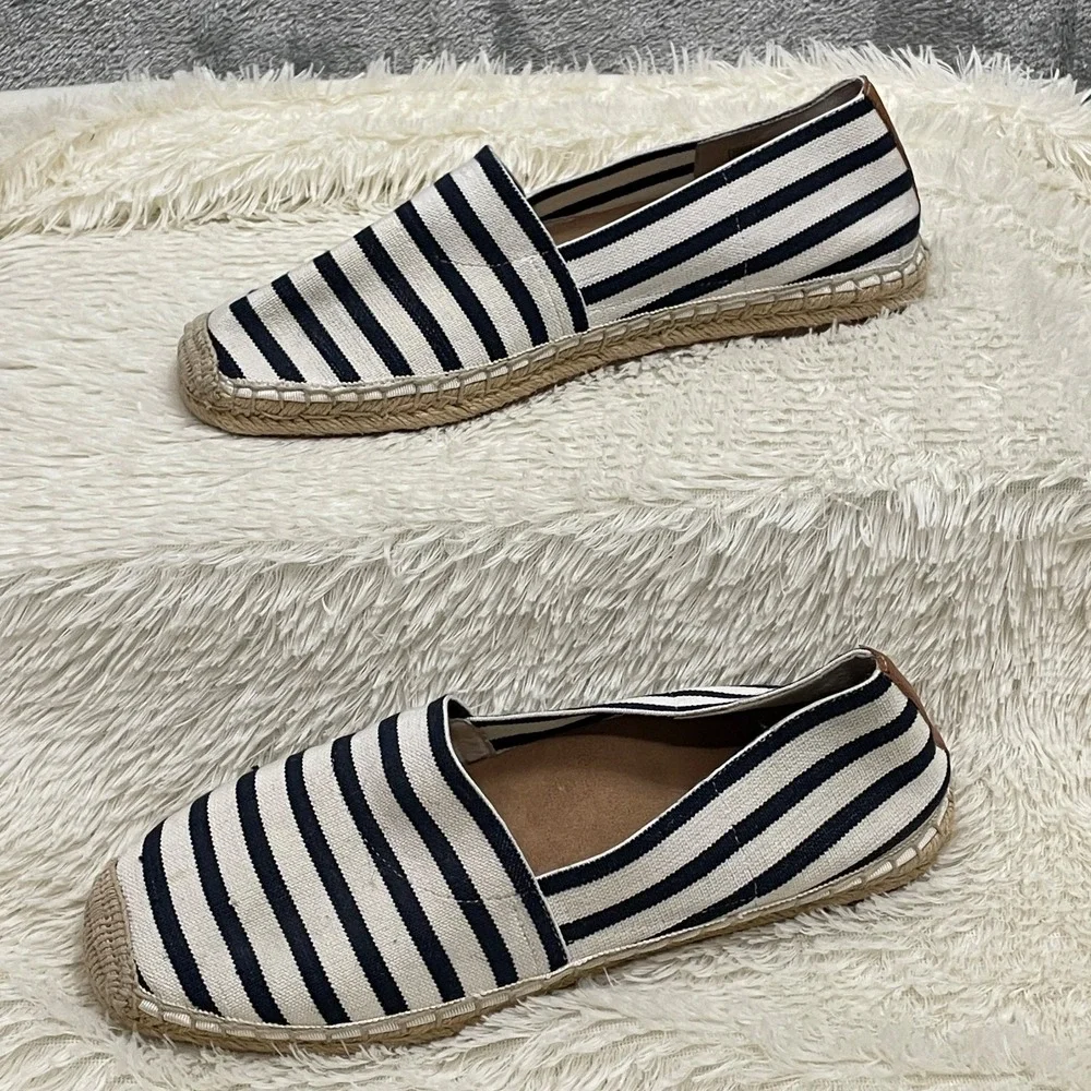 Vionic Espadrille Shoes Womens 10 Striped Stretch Canvas Flats Slip On Nautical‎